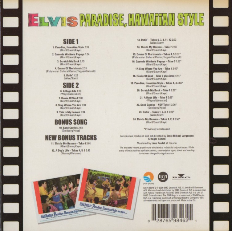 Elvis Presley  Paradise, Hawaiian Style : Back